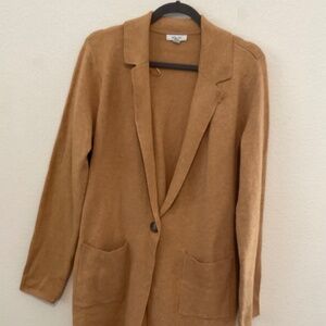 Nine West Midi Sweater Blazer With Pockets Camel Color Size Large